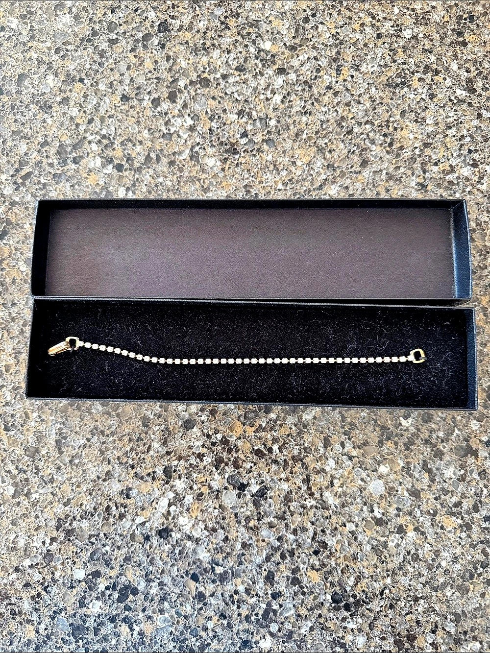 Gold-Tone Metal and Rhinestone Crystal "Tennis Bracelet" 8" long